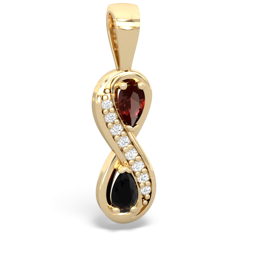 Garnet Diamond Infinity 14K Yellow Gold pendant P5390