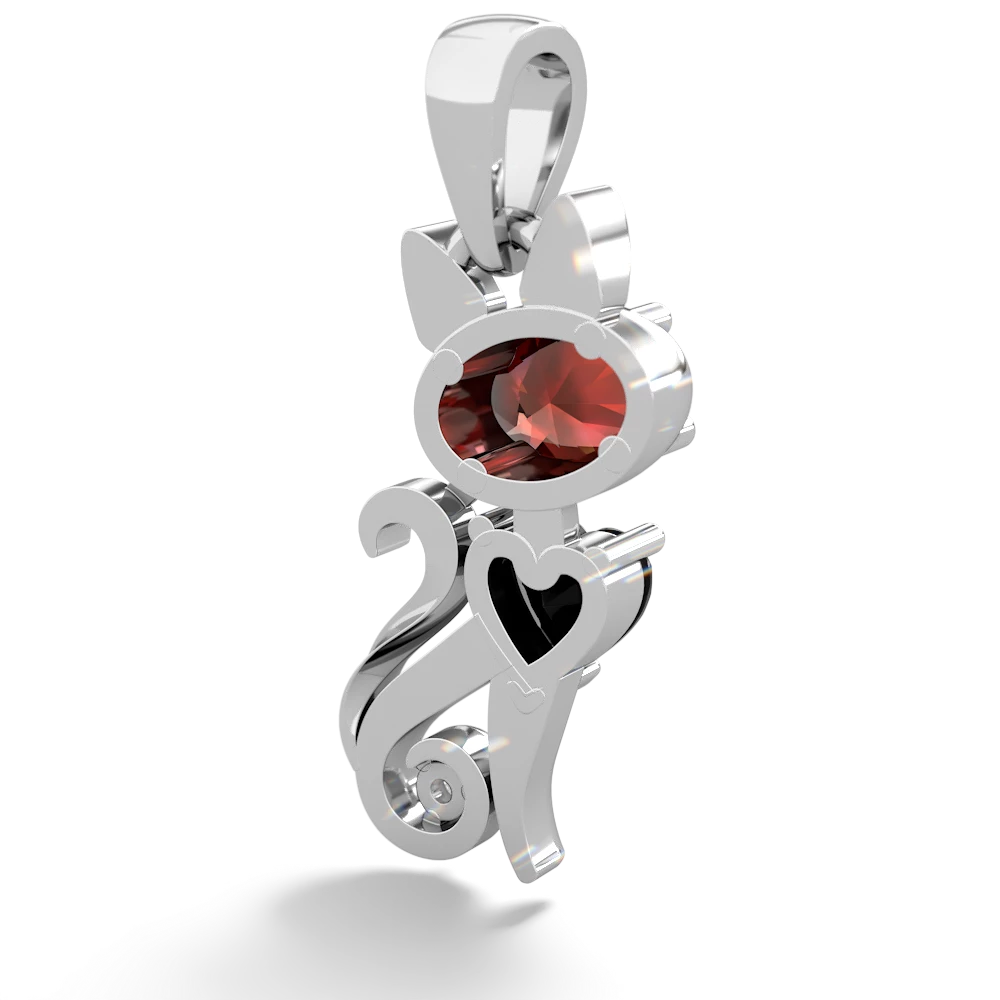 Garnet Kitten 14K White Gold pendant P5780