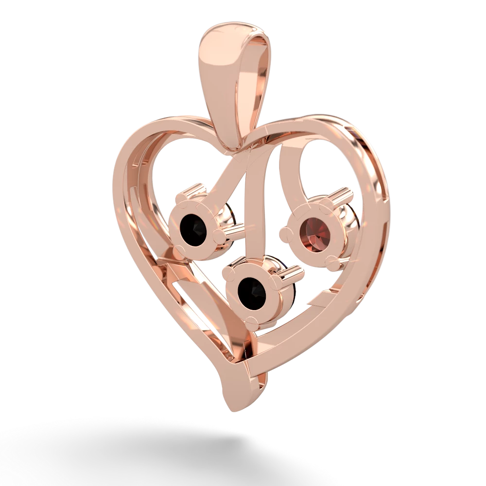 Garnet Glowing Heart 14K Rose Gold pendant P2233