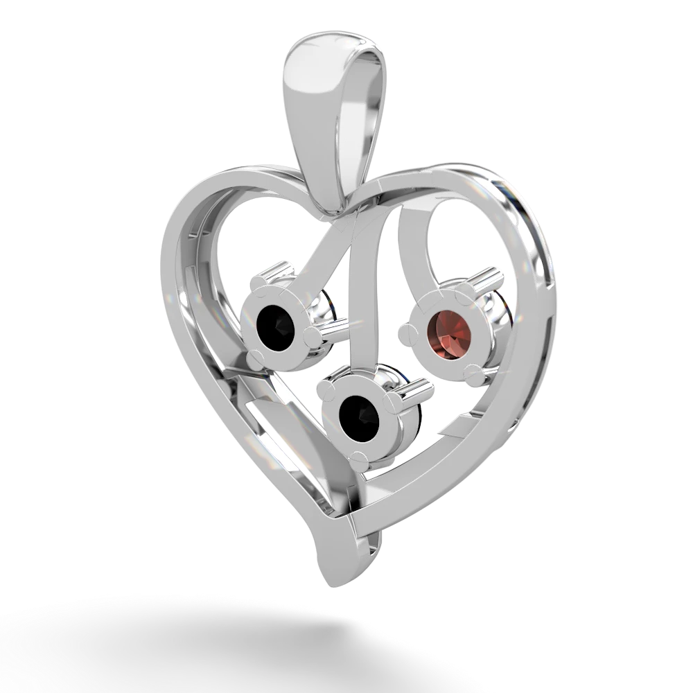 Garnet Glowing Heart 14K White Gold pendant P2233