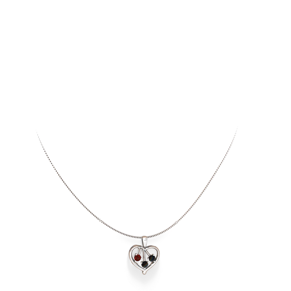 Garnet Glowing Heart 14K White Gold pendant P2233