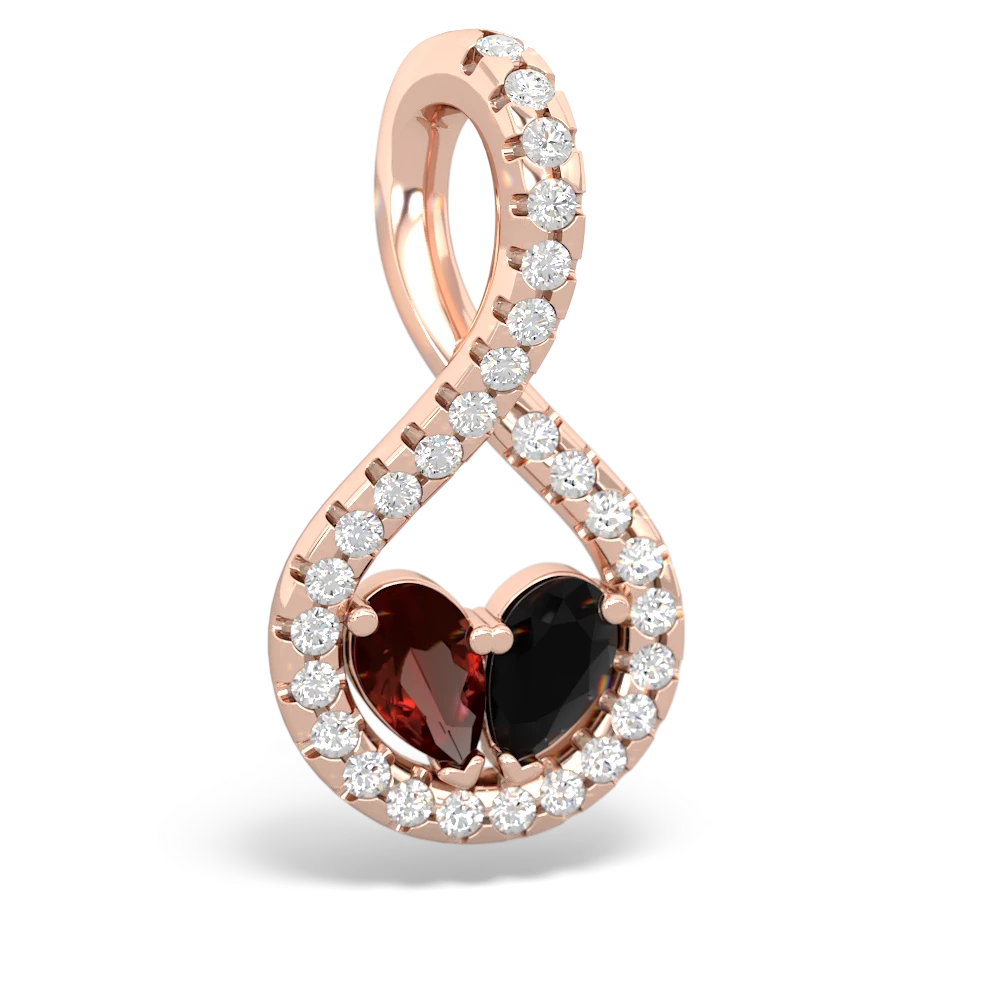 Garnet Pave Twist 'One Heart' 14K Rose Gold pendant P5360