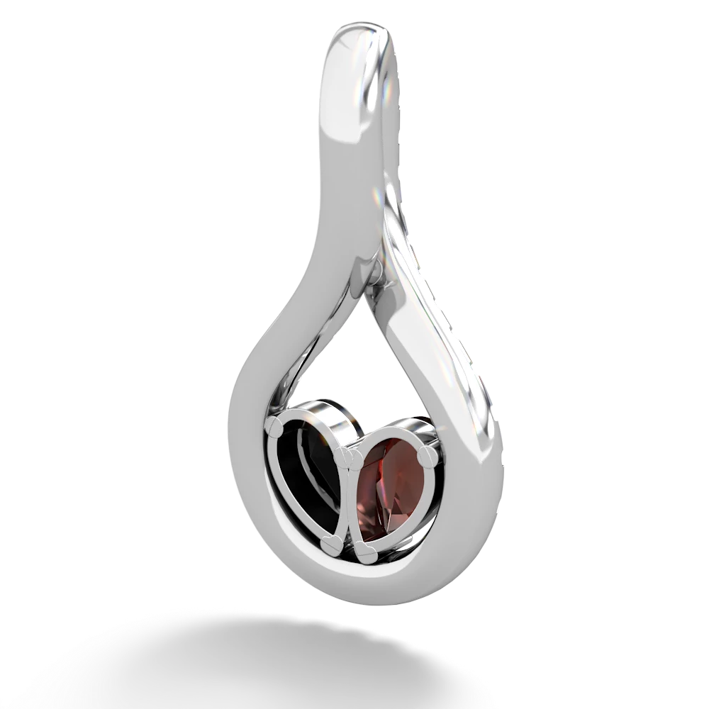 Garnet Pave Twist 'One Heart' 14K White Gold pendant P5360