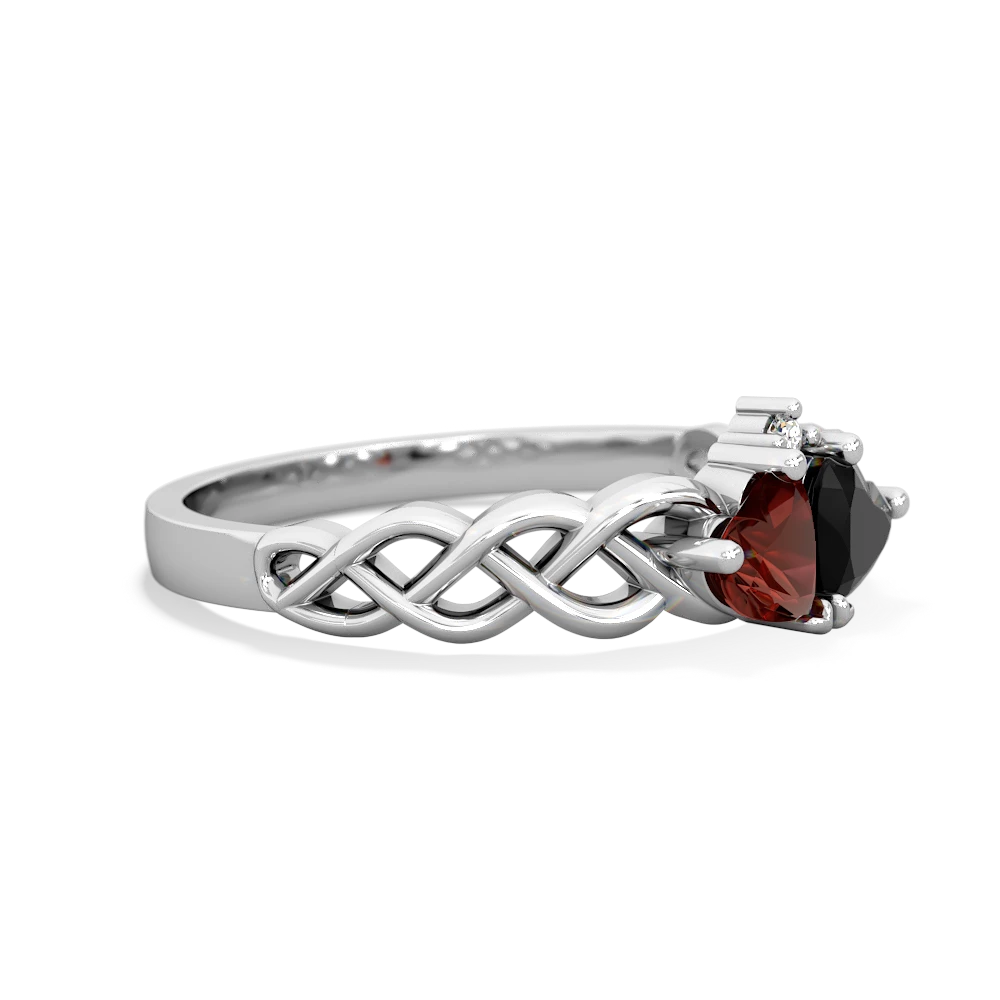 Garnet Heart To Heart Braid 14K White Gold ring R5870