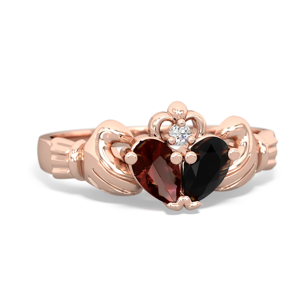 Garnet 'Our Heart' Claddagh 14K Rose Gold ring R2388