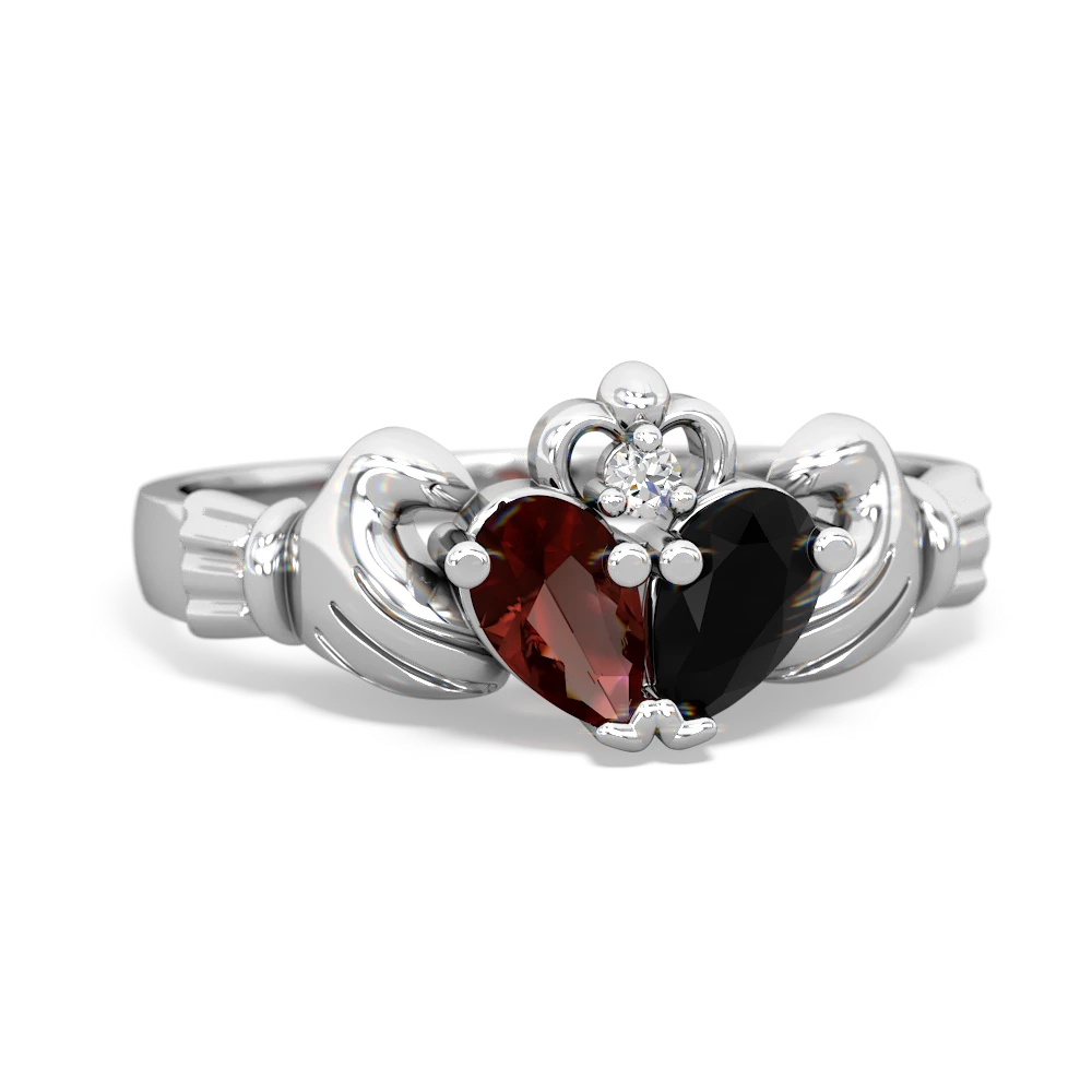 Garnet 'Our Heart' Claddagh 14K White Gold ring R2388