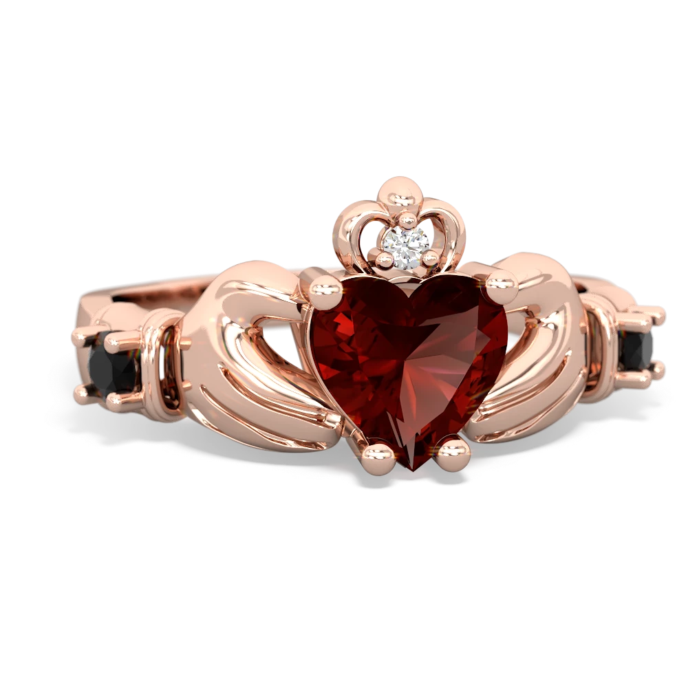 Garnet Claddagh Keepsake 14K Rose Gold ring R5245