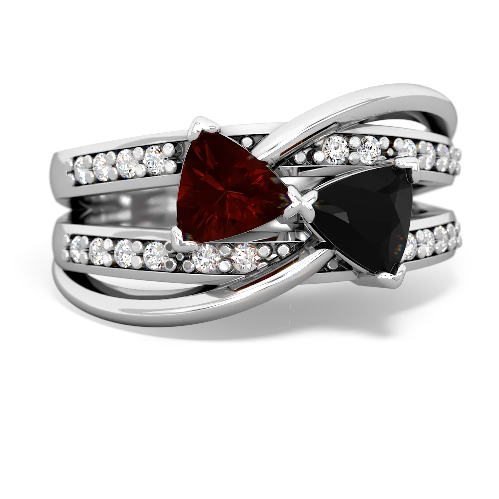 Garnet Bowtie 14K White Gold ring R2360