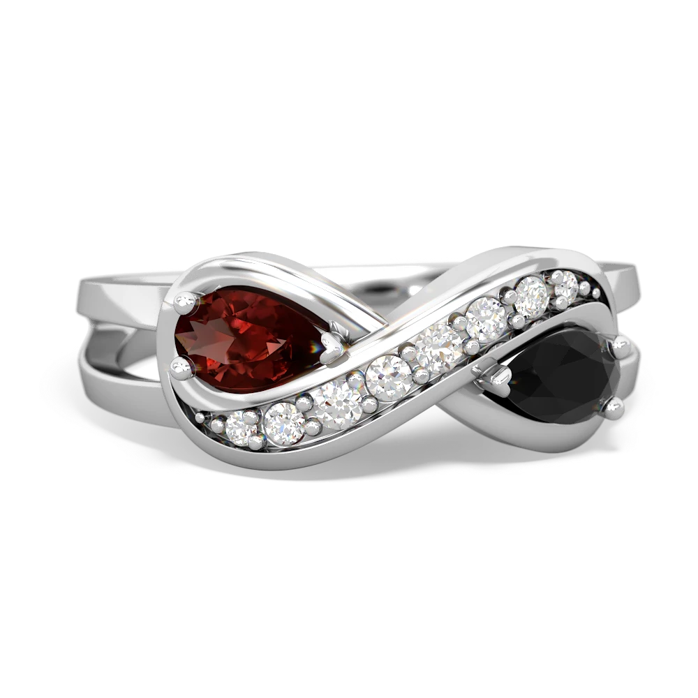 Garnet Diamond Infinity 14K White Gold ring R5390