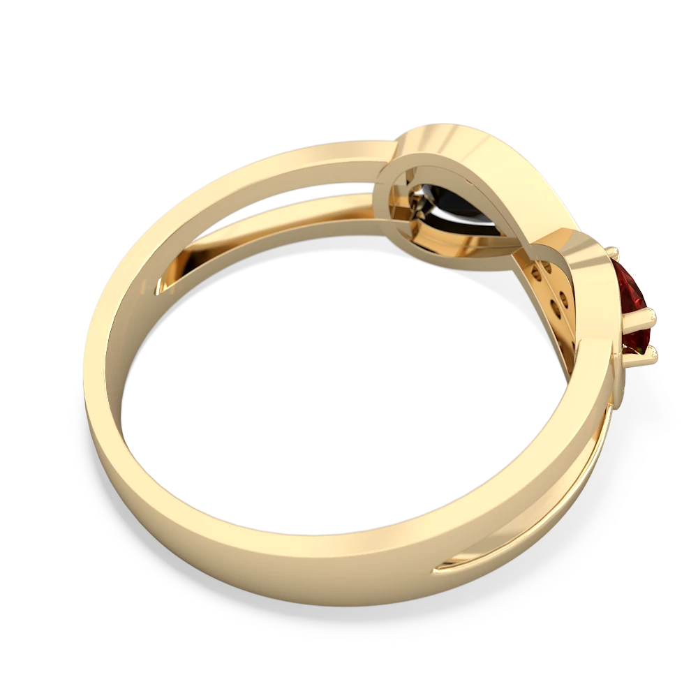 Garnet Diamond Infinity 14K Yellow Gold ring R5390