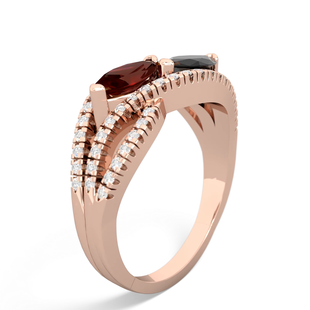 Garnet Diamond Rivers 14K Rose Gold ring R3070