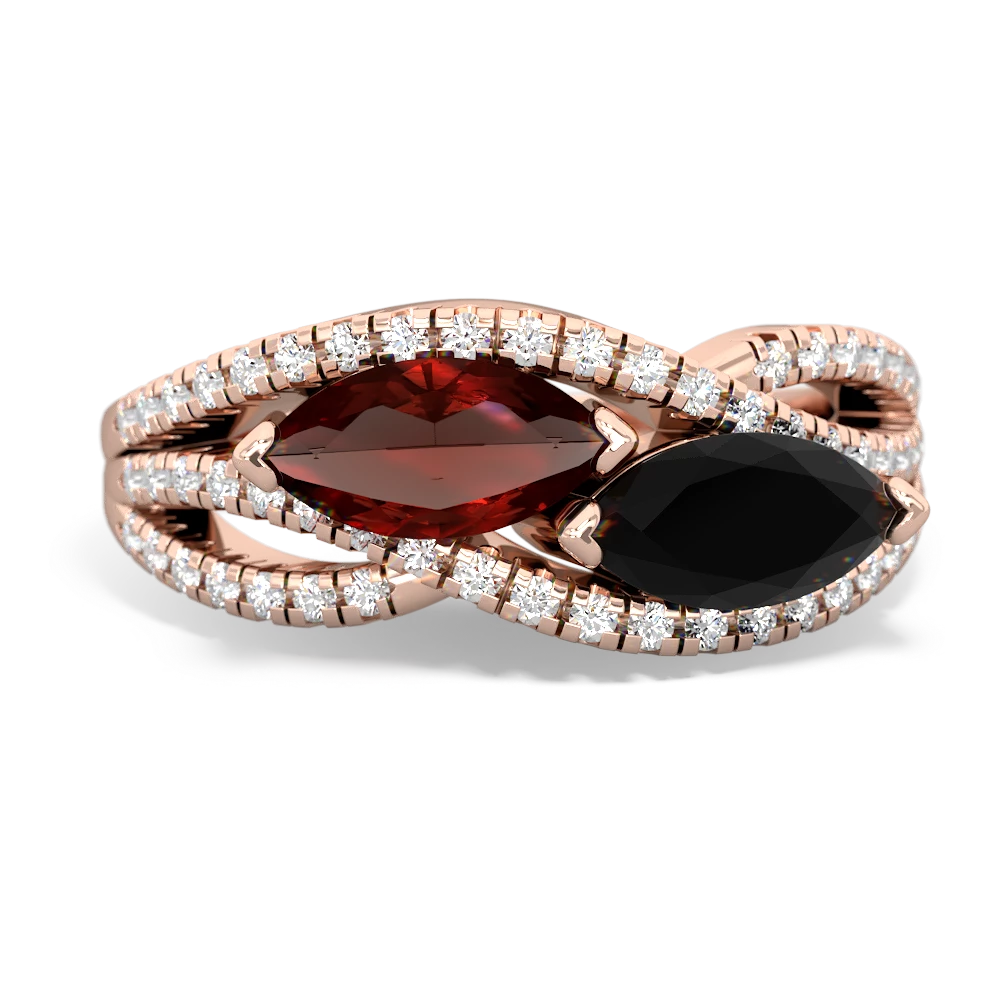 Garnet Diamond Rivers 14K Rose Gold ring R3070