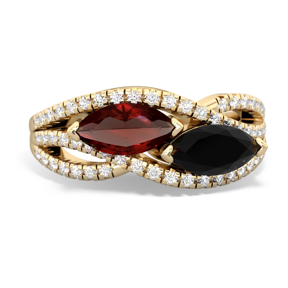 Garnet Diamond Rivers 14K Yellow Gold ring R3070