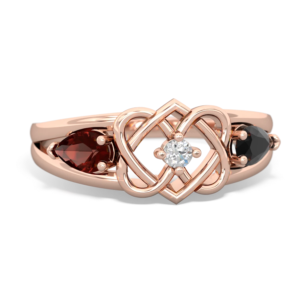 Garnet Hearts Intertwined 14K Rose Gold ring R5880