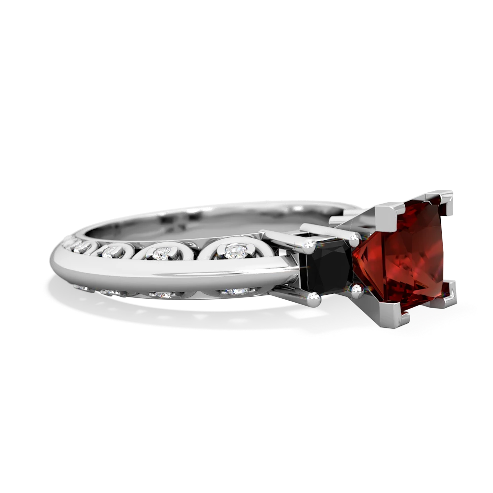 Garnet Eternal Embrace Engagement 14K White Gold ring C2001