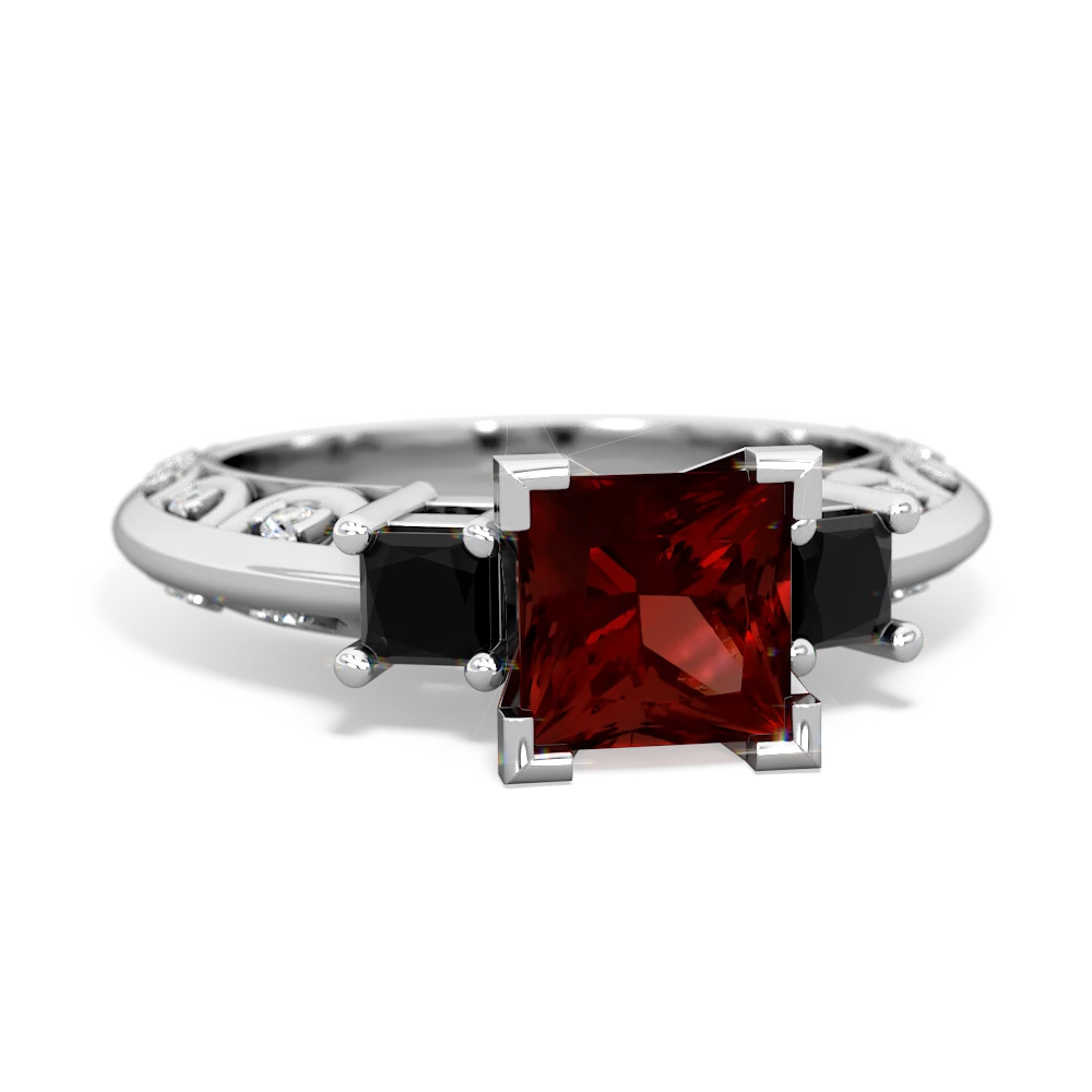 Garnet Eternal Embrace Engagement 14K White Gold ring C2001