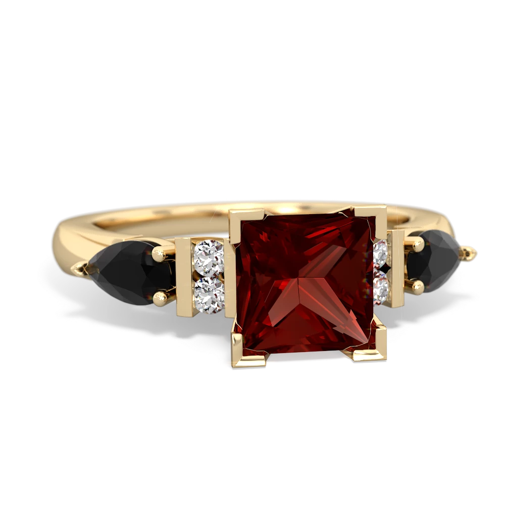 Garnet 6Mm Princess Eternal Embrace Engagement 14K Yellow Gold ring C2002