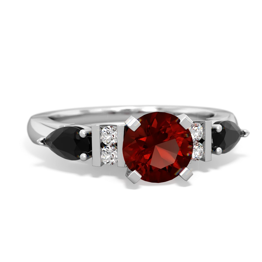 Garnet 6Mm Round Eternal Embrace Engagement 14K White Gold ring R2005