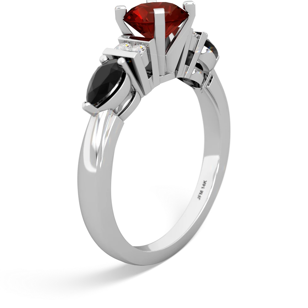 Garnet 6Mm Round Eternal Embrace Engagement 14K White Gold ring R2005