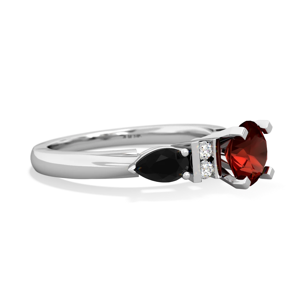 Garnet 6Mm Round Eternal Embrace Engagement 14K White Gold ring R2005