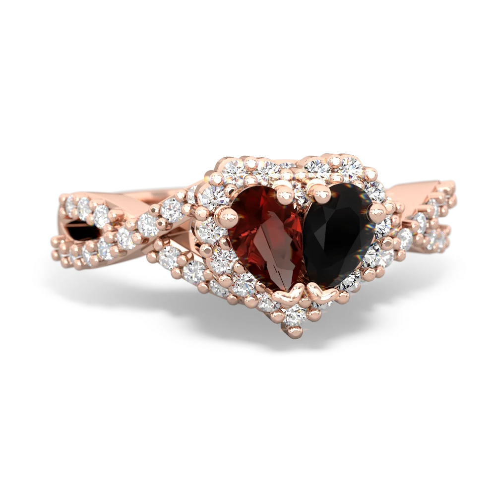 Garnet Diamond Twist 'One Heart' 14K Rose Gold ring R2640HRT