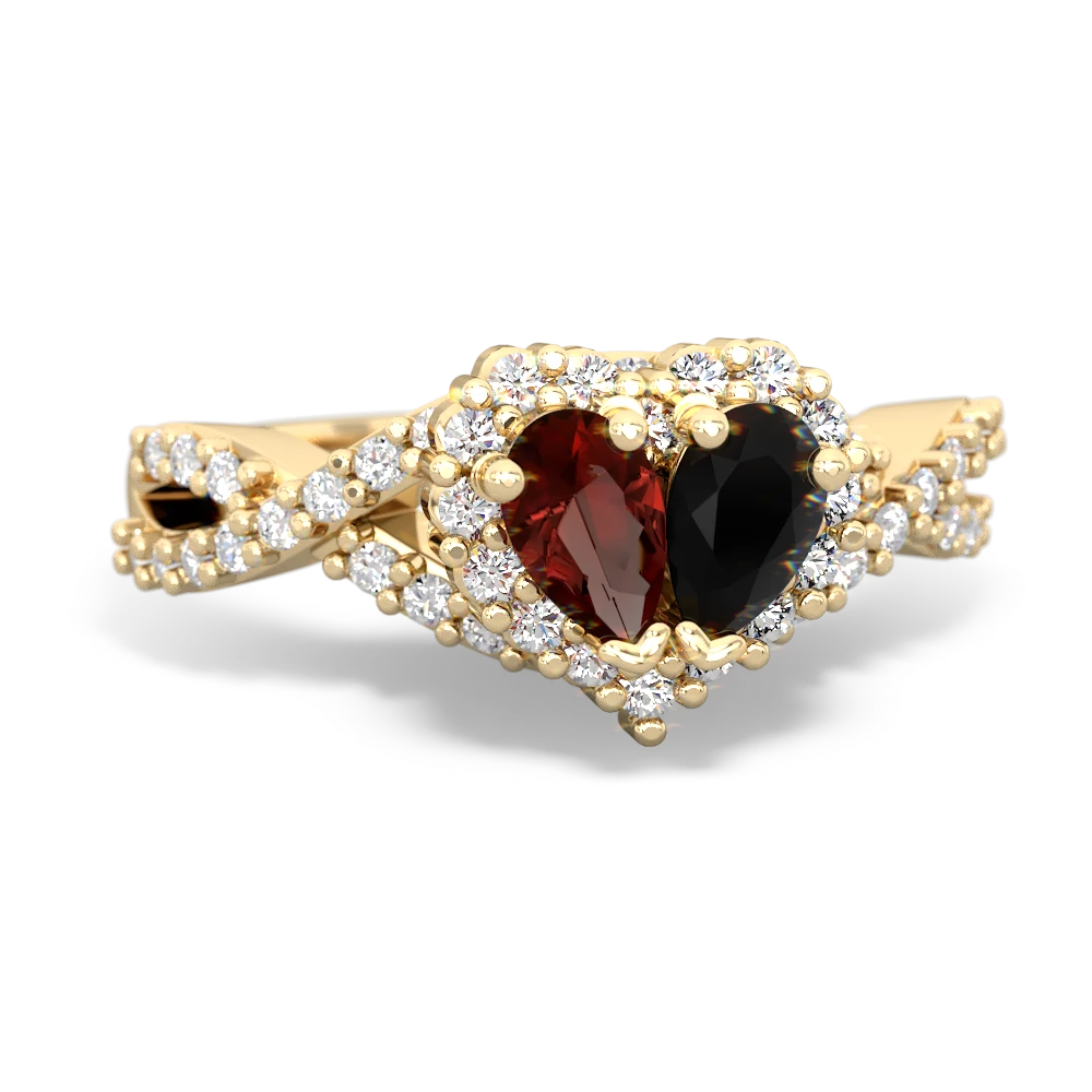 Garnet Diamond Twist 'One Heart' 14K Yellow Gold ring R2640HRT