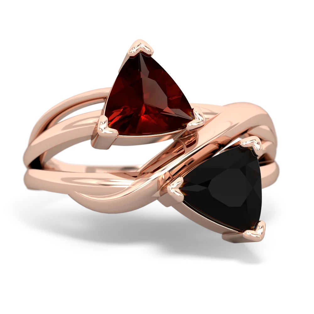 Garnet Split Band Swirl 14K Rose Gold ring R2341