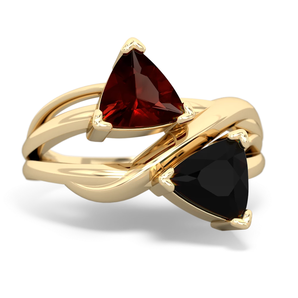 Garnet Split Band Swirl 14K Yellow Gold ring R2341