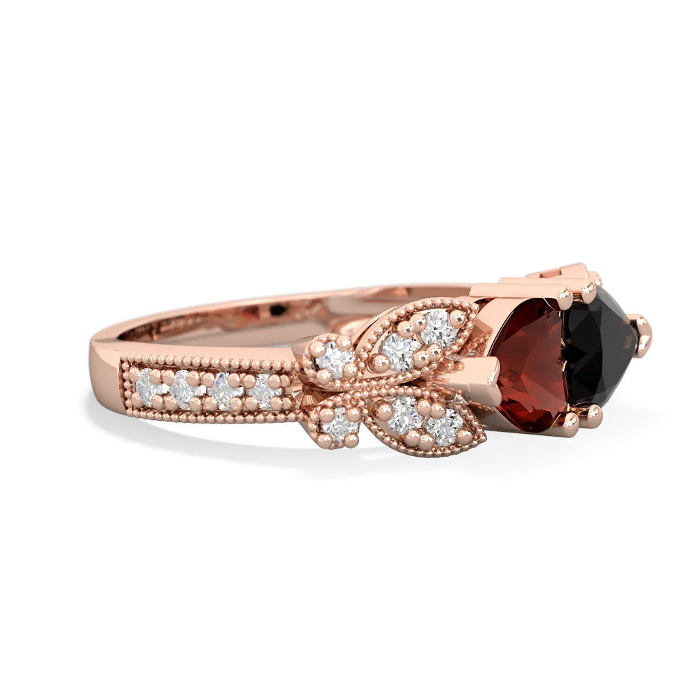 Garnet Diamond Butterflies 14K Rose Gold ring R5601