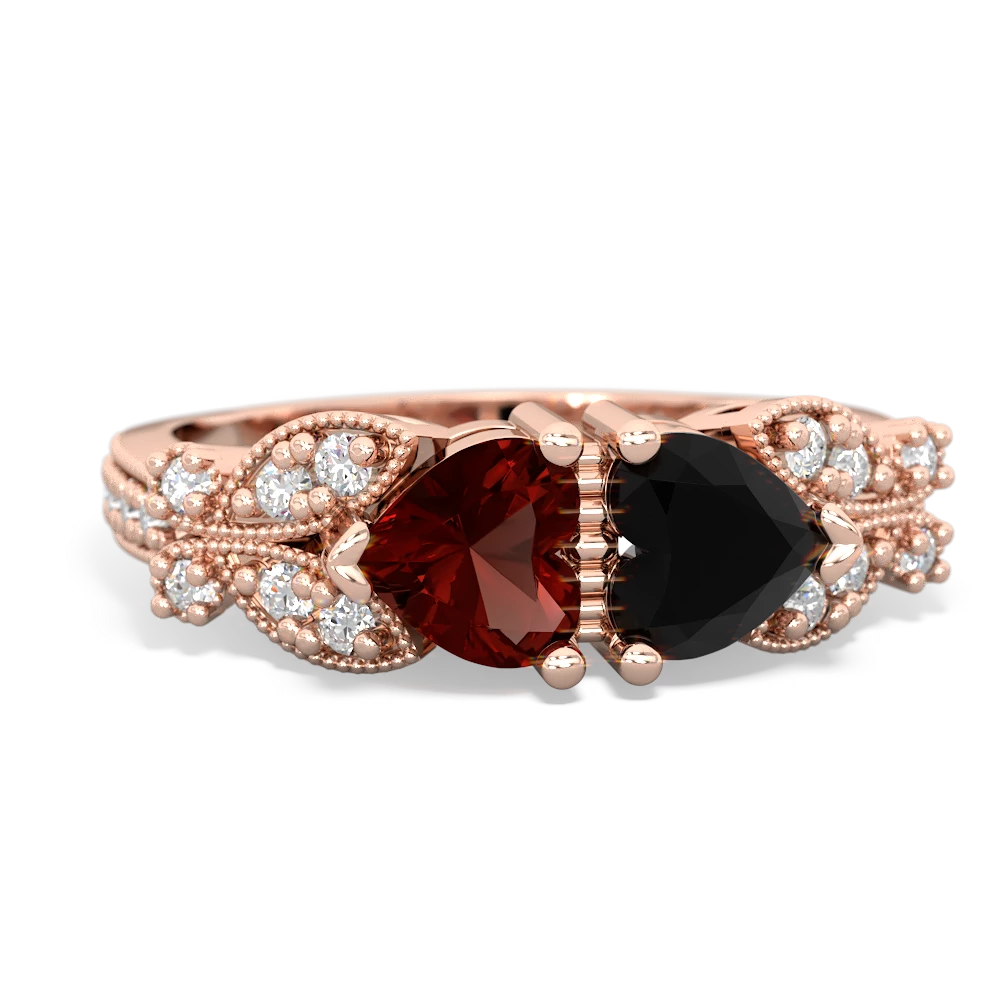 Garnet Diamond Butterflies 14K Rose Gold ring R5601