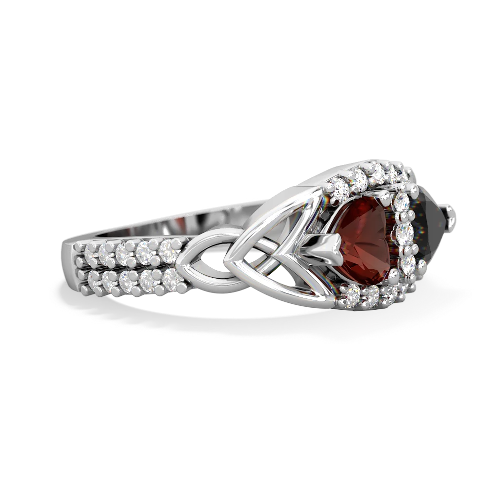 Garnet Sparkling Celtic Knot 14K White Gold ring R2645