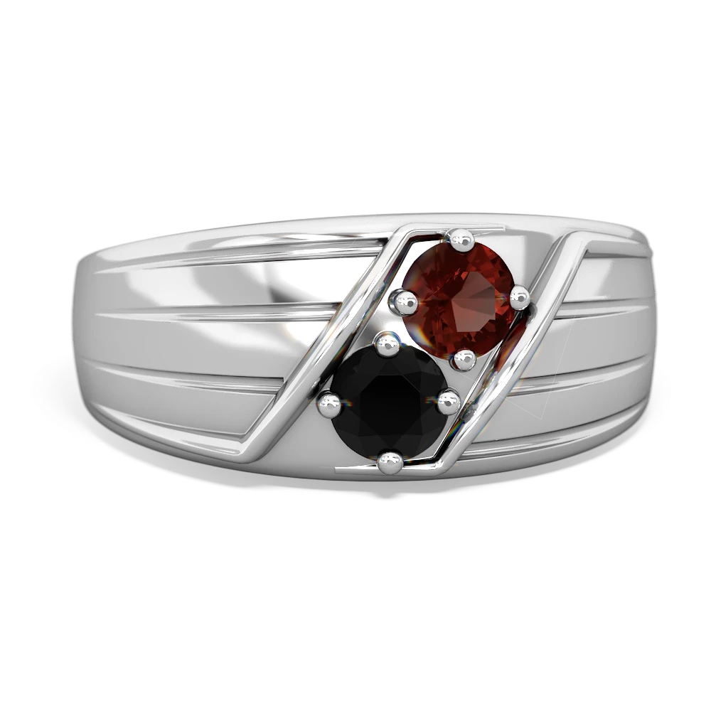 Garnet Men's Streamline 14K White Gold ring R0460