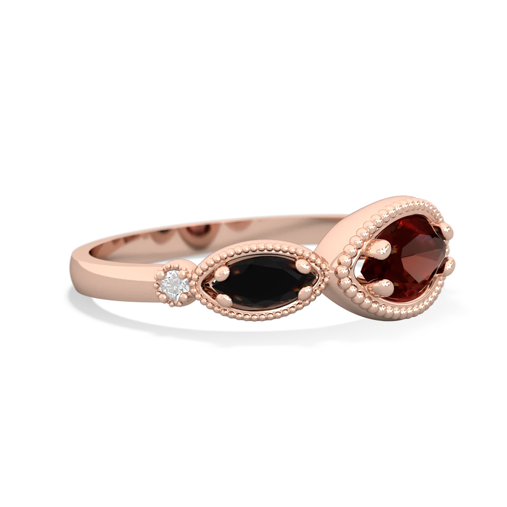 Garnet Milgrain Marquise 14K Rose Gold ring R5700