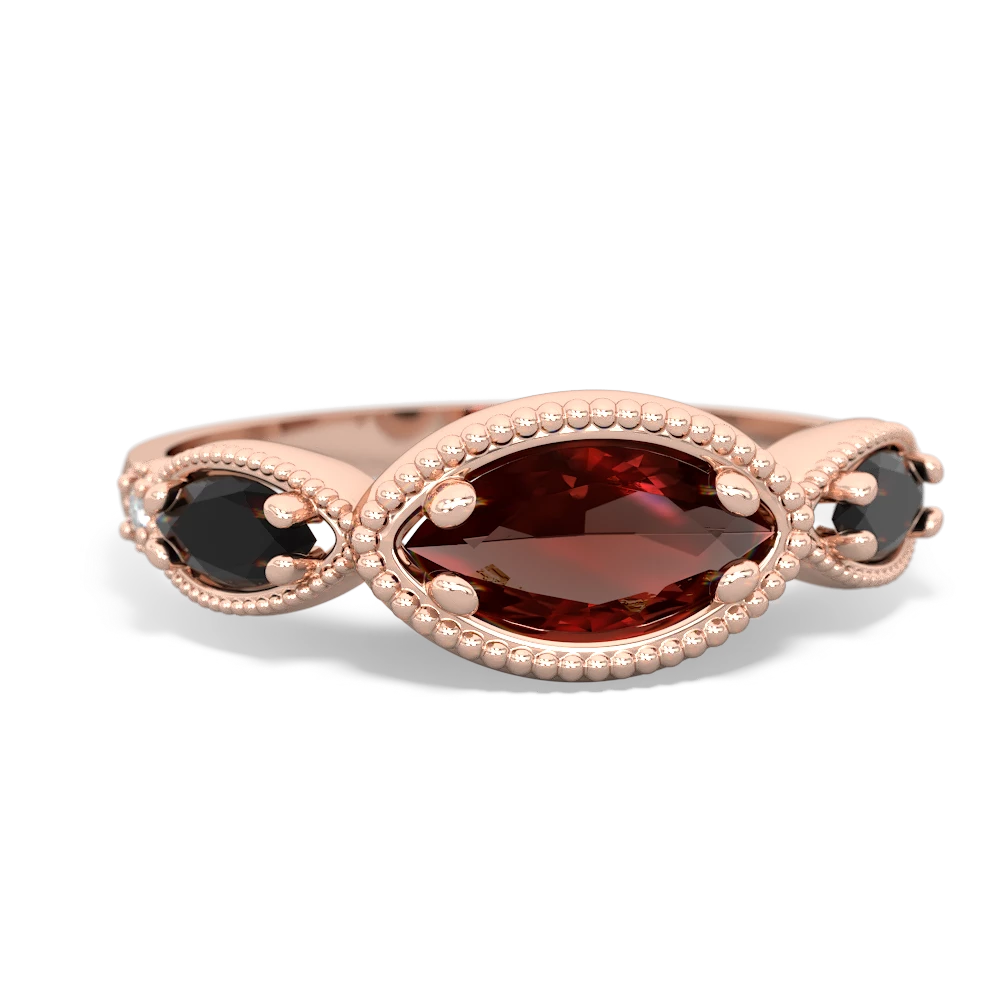 Garnet Milgrain Marquise 14K Rose Gold ring R5700