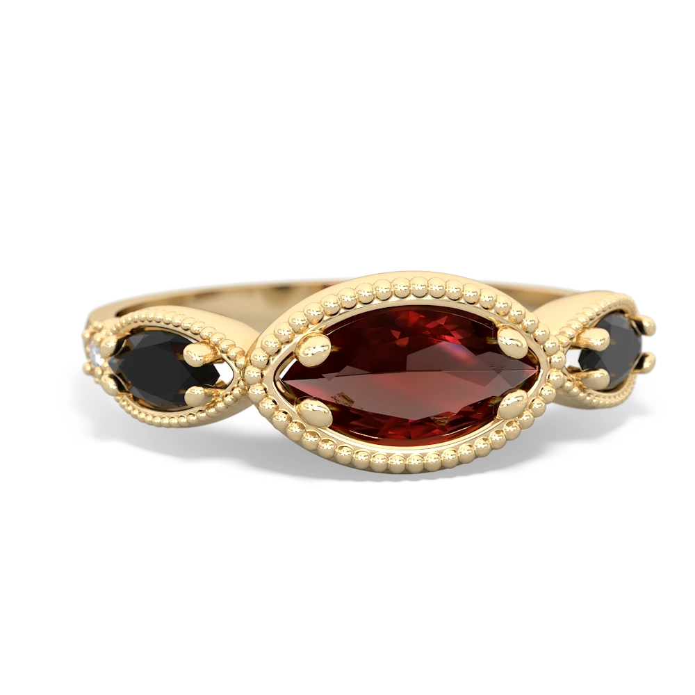 Garnet Milgrain Marquise 14K Yellow Gold ring R5700