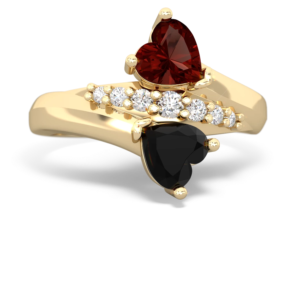 Garnet Heart To Heart 14K Yellow Gold ring R2064