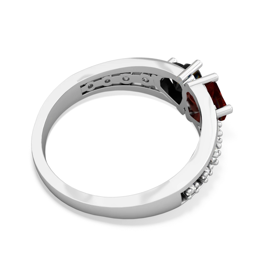 Garnet Heart To Heart 14K White Gold ring R3342