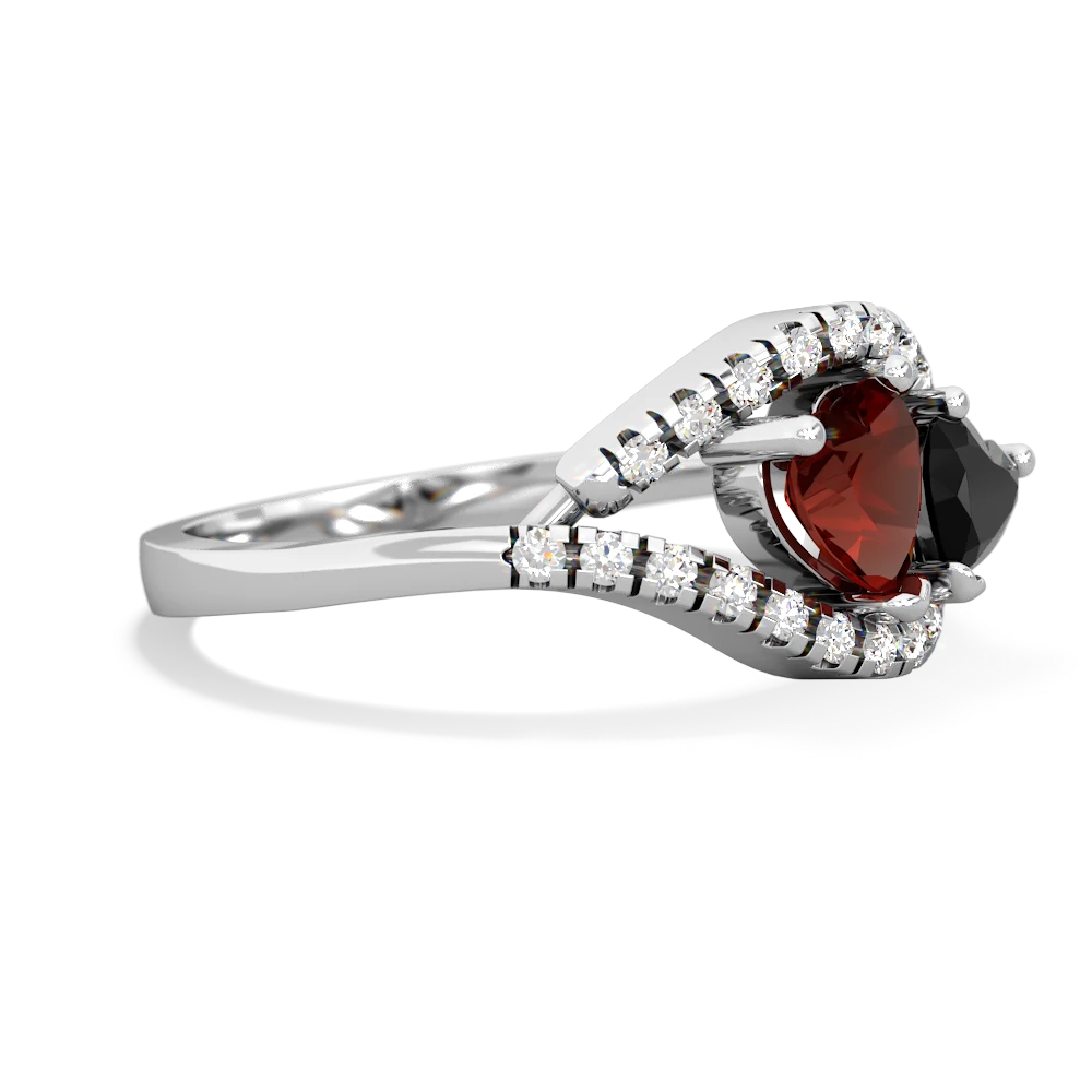 Garnet Mother And Child 14K White Gold ring R3010