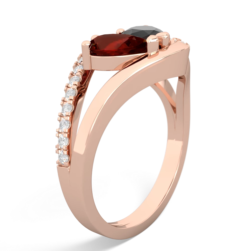 Garnet Nestled Heart Keepsake 14K Rose Gold ring R5650