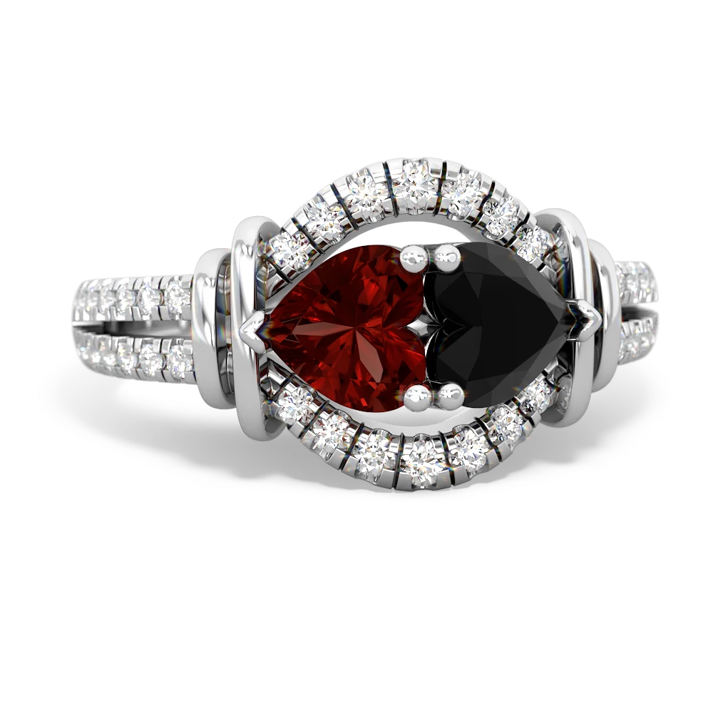 Garnet Art-Deco Keepsake 14K White Gold ring R5630