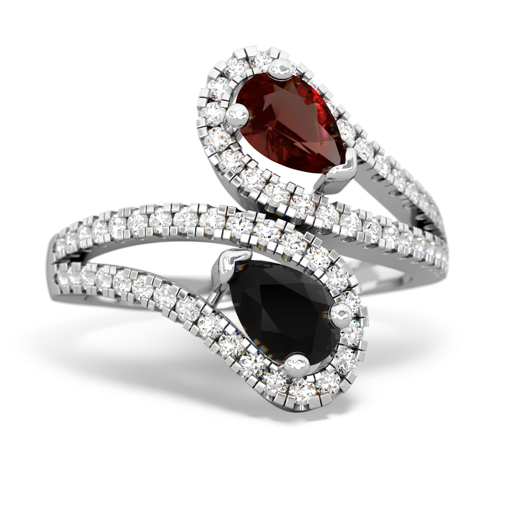 Garnet Diamond Dazzler 14K White Gold ring R3000