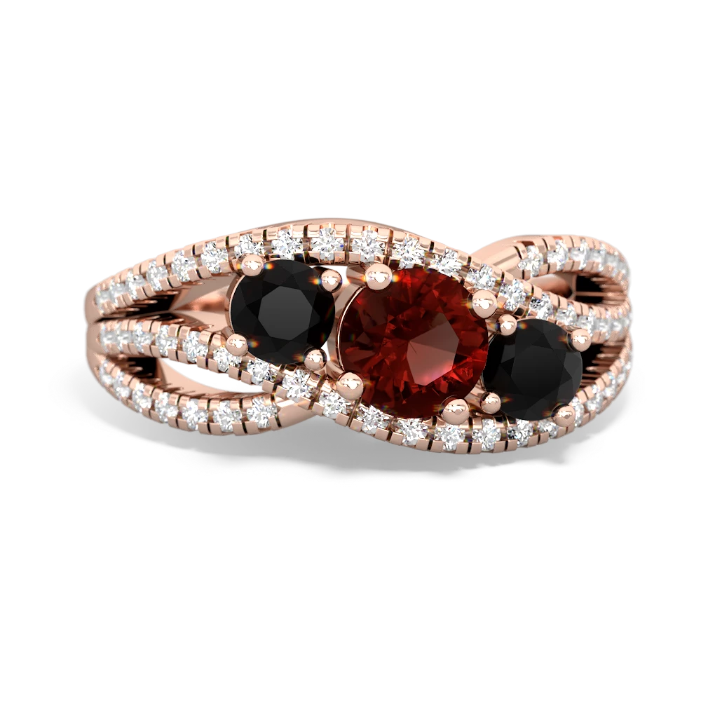 Garnet Three Stone Aurora 14K Rose Gold ring R3080