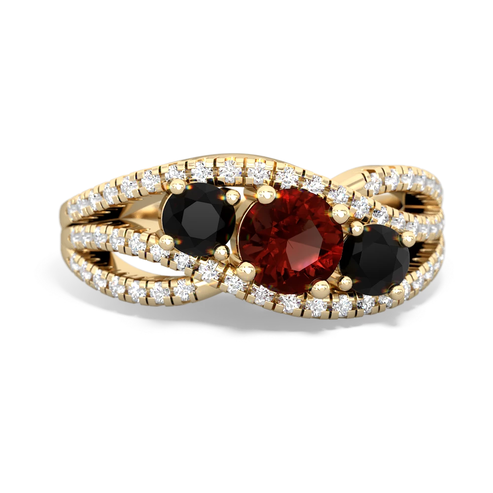 Garnet Three Stone Aurora 14K Yellow Gold ring R3080