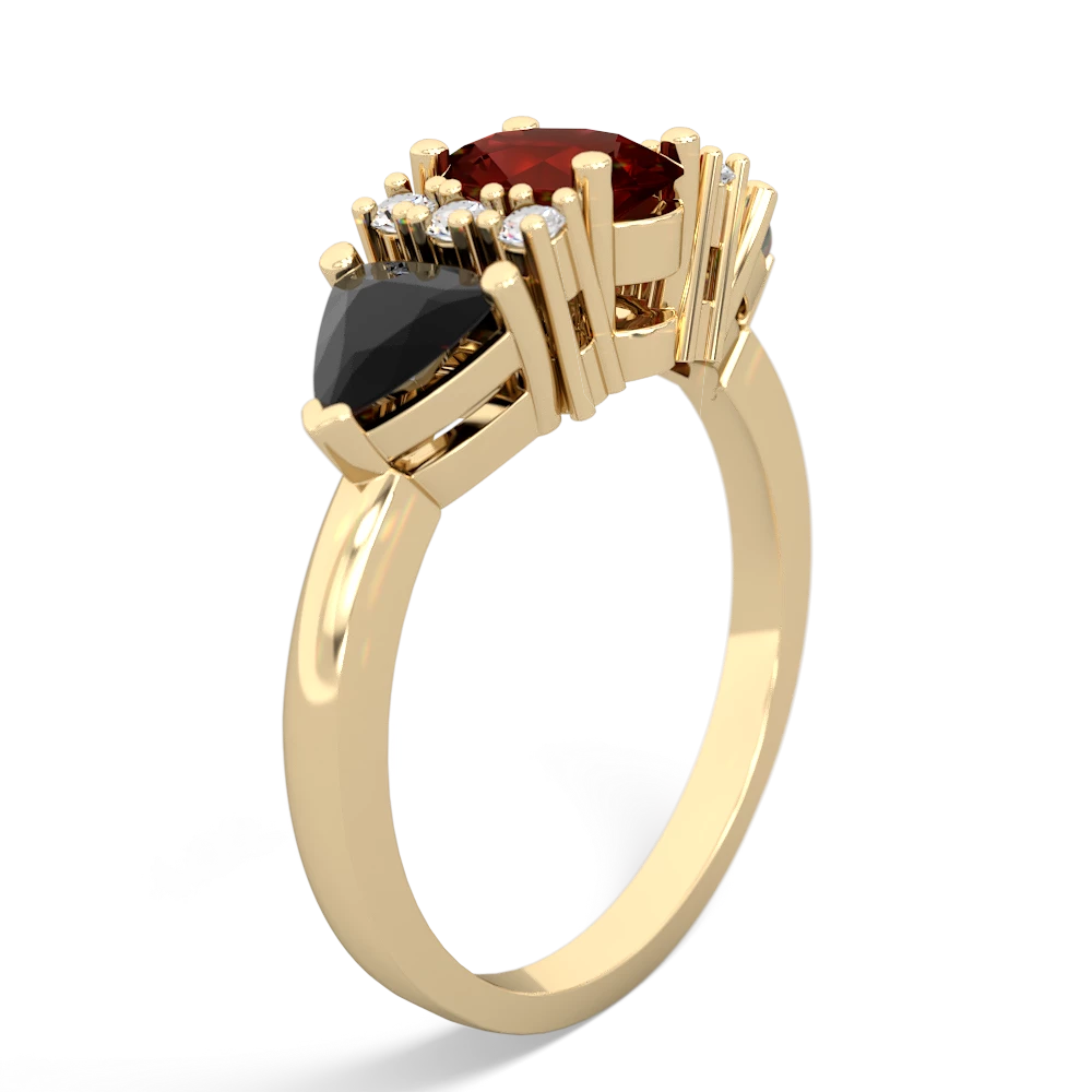 Garnet Antique Style Three Stone 14K Yellow Gold ring R2186