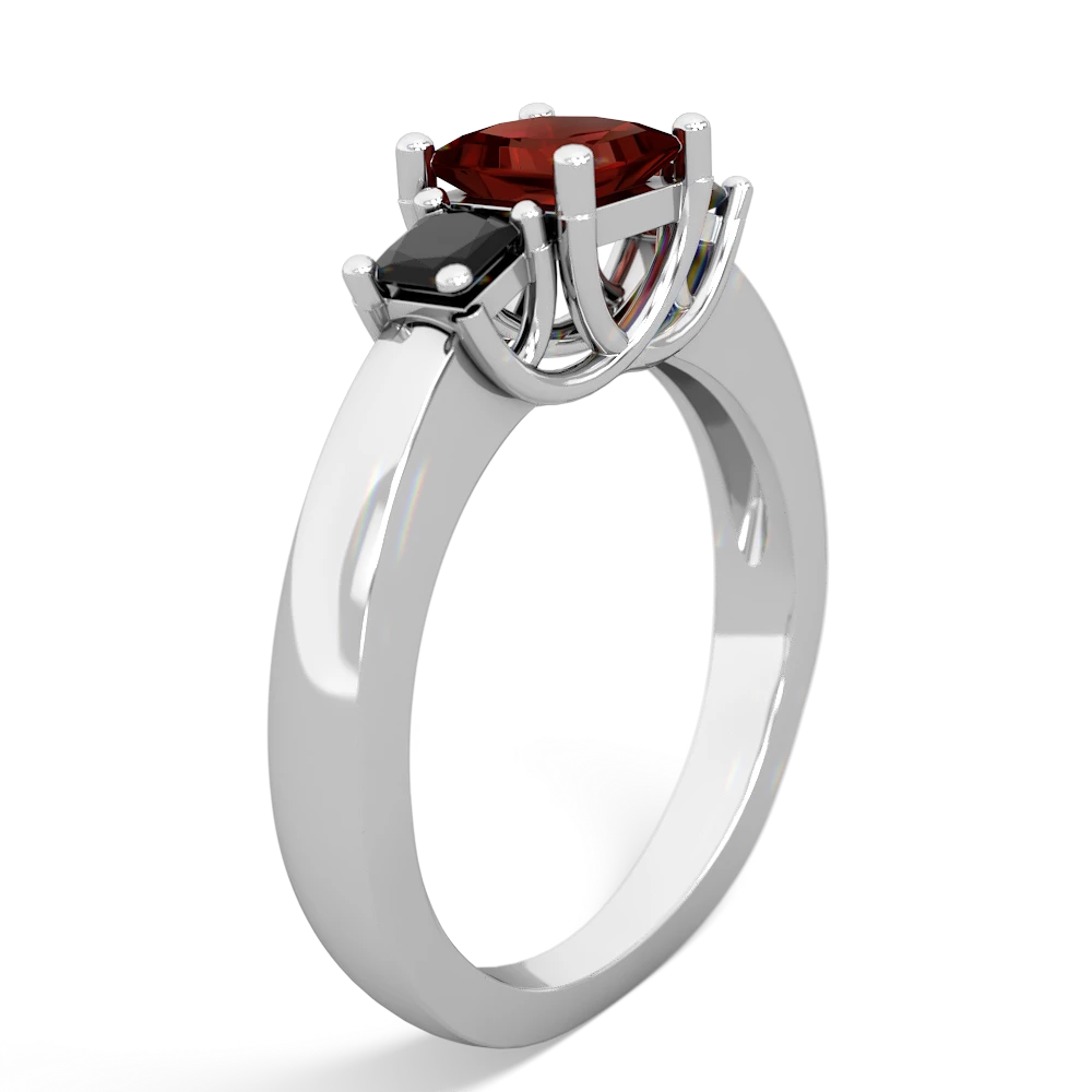 Garnet Three Stone Trellis 14K White Gold ring R4015