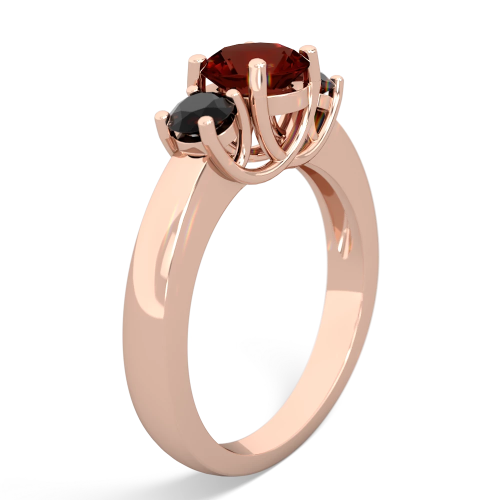 Garnet Three Stone Round Trellis 14K Rose Gold ring R4018