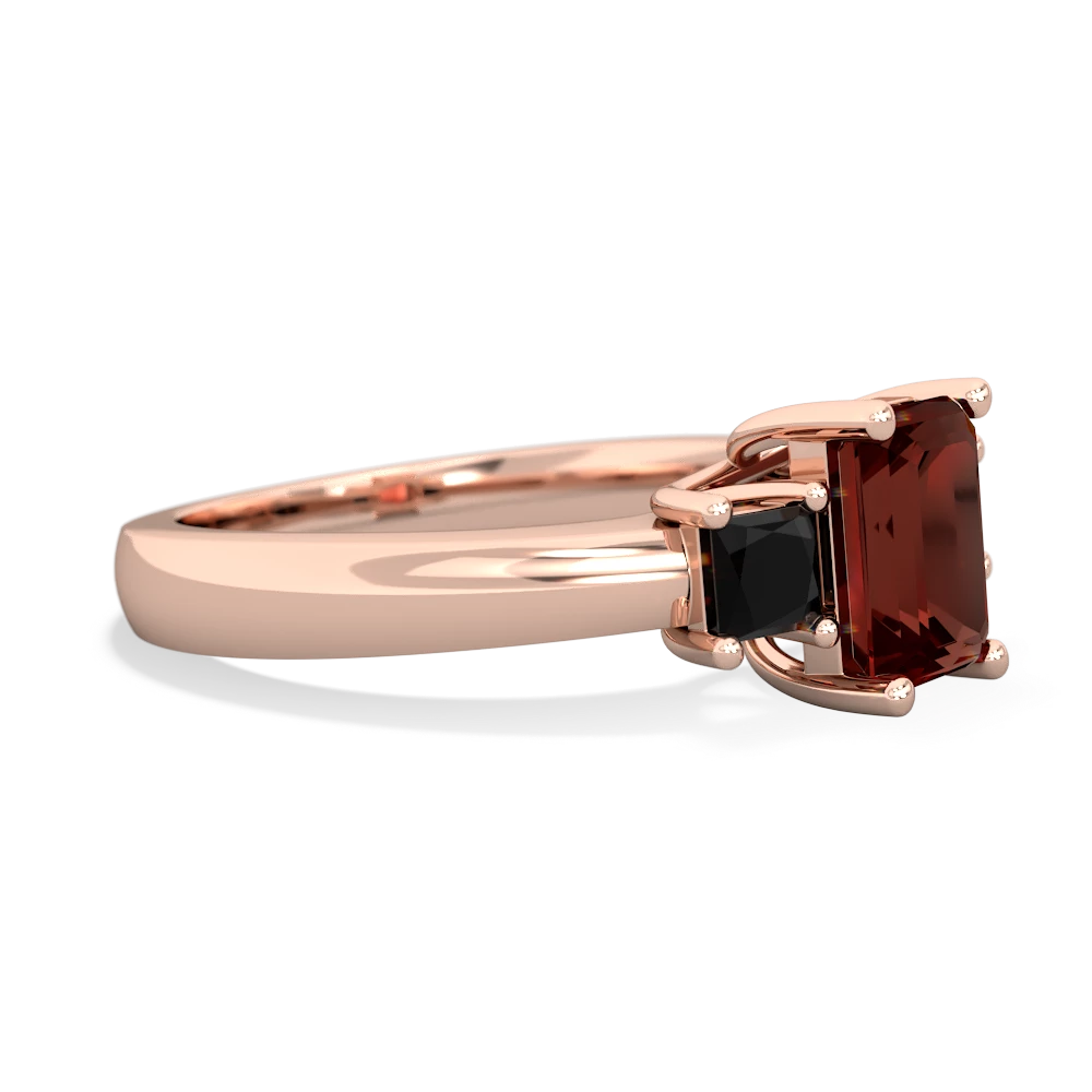 Garnet Three Stone Emerald-Cut Trellis 14K Rose Gold ring R4021