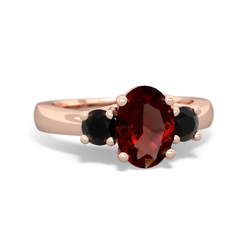 Garnet Three Stone Oval Trellis 14K Rose Gold ring R4024