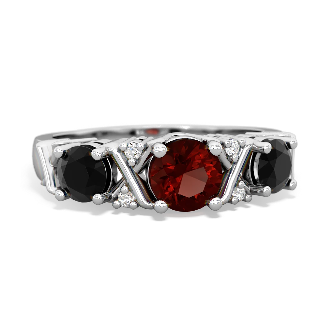 Garnet Hugs And Kisses 14K White Gold ring R5016