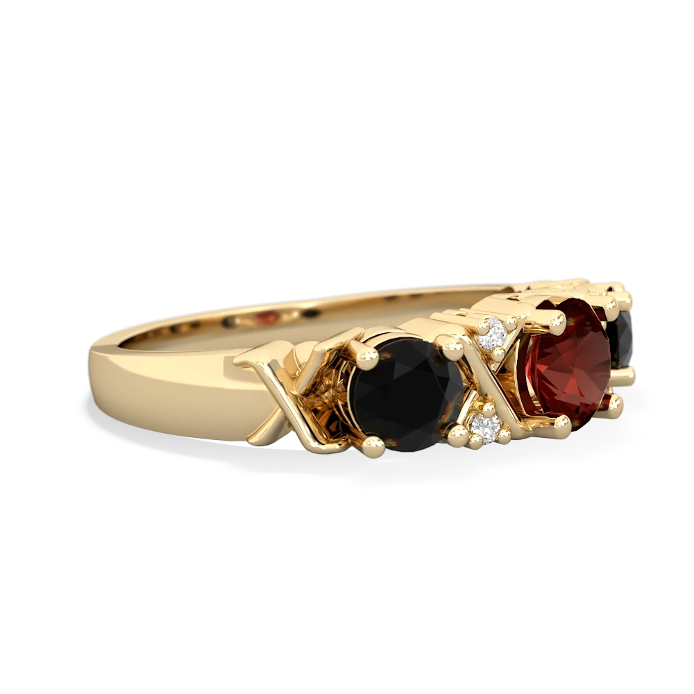 Garnet Hugs And Kisses 14K Yellow Gold ring R5016